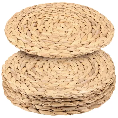 6er-Set runde Platzsets aus Wasserhyazinthe, 33 cm, geflochten