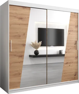 Produktbild von Kleiderschrank, Schiebetürenschrank Schlafzimmer, Schrank mit Spiegel RHOMB 200 cm