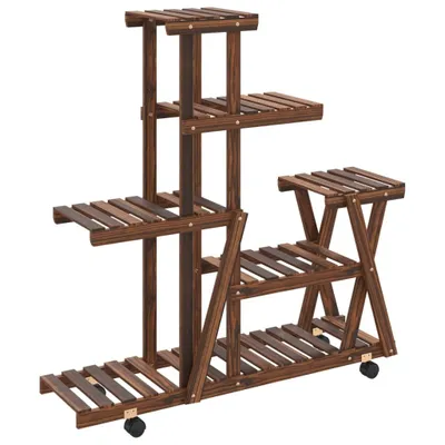 Produktbild von vidaXL Blumenständer mit Rollen 95x25x101 cm Massivholz Tanne