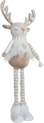 Produktbild von Deko Figur Hirsch 56-68cm ausziehbare Beine Elch Rentier Weihnachten weiß beige