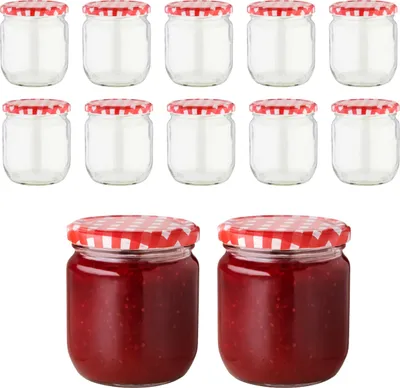 12 Einmachgläser 425 ml mit Deckel & Etiketten
