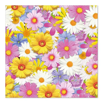 Produktbild von Papstar Servietten, 3-lagig 1/4-Falz 33 x 33 cm "Daisies Mix" 10 x 20 Stück