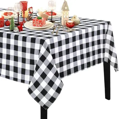 Obrázek produktu pro Obdélníková ubrus, černobílá kostka, rozměry 140 x 300 cm