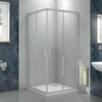 Produktbild von 70X90X185cm Duschkabine Duschabtrennung Eckeinstieg Echtglas Schiebetür Dusche Duschwand