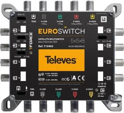 Obrázek produktu pro Televes Multischalter 5 in 8 Guß mNT quadt. kask. MSE58NCQ