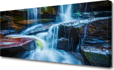 Produktbild von Tulup Leinwand-Bilder 125x50 Wandbild Canvas Kunstdruck Wasserfall Felsen Landschaft