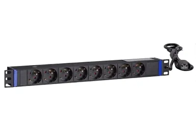 Produktbild von 19” Steckdosenleiste mit C14 Stecker - 8-fach mit Erdungsstift