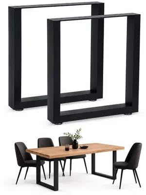 Image de Mucola Piètement de table set de 2 patins de table acier Piètement de table pieds de table Piètement patins design industriel - Noir 90x72 cm