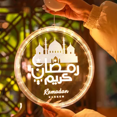 Produktbild von Ramadan Lichterkette LED Hängende Lichter Batteriebetrieben mit Saugnapf Fenster Deko, 24cm
