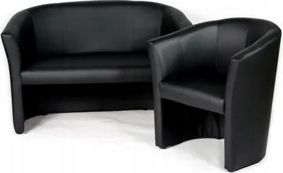 Produktbild von Couchgarnitur - Sofa Set - Schwarz - Kunstleder - 2 Sitzer Sofa - Sessel - Sitzmöbel - Fleckenbeständig - 2-Teilig - CAFE
