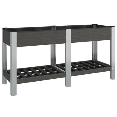 Produktbild von vidaXL Garten-Hochbeet mit Ablage Grau 150x50x75 cm WPC