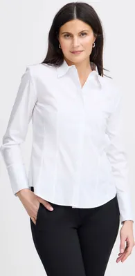 Obrázek produktu pro Fransa FRZASHIRT Dámská blůza, blůza s dlouhým rukávem, směs bavlny, košilový límec, skrytá knoflíková léga, přiléhavý střih