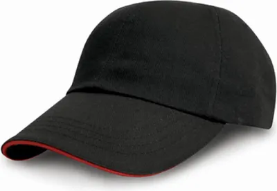 Produktbild von Result Headwear RC010P | Heavy Baumwolle Drill Pro Style Cap / Kappe / Mütze / Hut - Farbe: Black/Red - Größe: One Size