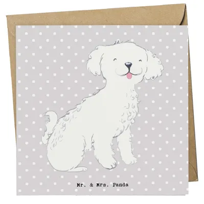 Produktbild von Mr. & Mrs. Panda Grußkarte Bichon Frisé Lebensretter - Grau Pastell - Geschenk, doppelkarte, Glückwunschkarte, Klappkarte, anlasskarte, faltkarte
