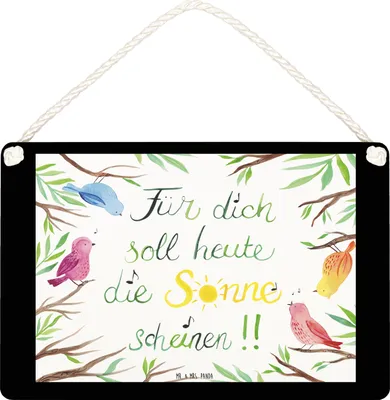 Produktbild von Mr. & Mrs. Panda Wandbild Holz Vögel Sonne DIN A4 - Geschenk, sprüche schild, Türschild, holzbild, Deko, Dekoration