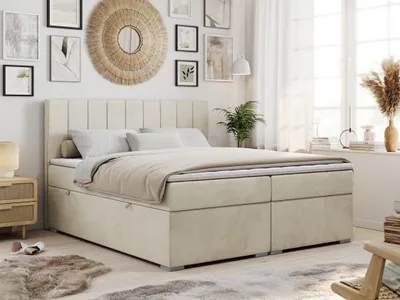 Produktbild von Boxspringbett mit 2 Bettkästen, Matratze und Topper, Polsterbett - ALLY - 120x200cm - Beige - H3