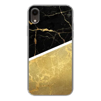 Produktbild von MuchoWow® Handyhülle Schutzhülle Hülle für iPhone XR Marmor - Schwarz - Gold Silikon Softcase Handy Hülle - Schutzdeckel