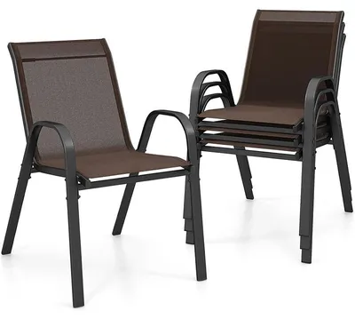 Produktbild von Set mit 4 Gartenstühlen QS44829FR, stapelbar, mit Stahlgestell, braun