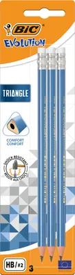 Immagine prodotto di Ołówek grafitowy trójkątny BIC Evolution z gumką 3 sztuki