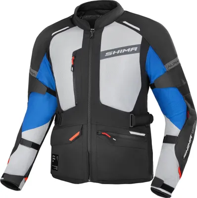 Image de Veste textile imperméable SHIMA Alpha pour moto, noir/gris/bleu, XL