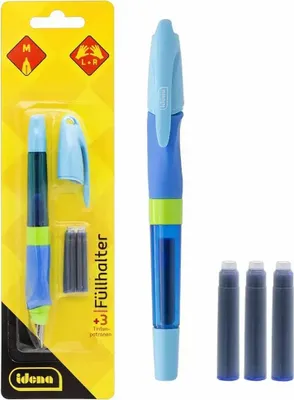 Produktbild von Idena Füller mit 3 Tintenpatronen, ergonomische Griffzone, für Links- und Rechtshänder IDENA