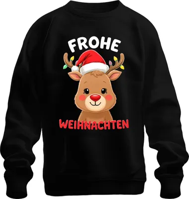 Obrázok produktu pre Veselé Vianoce Vianočný darček sob roztomilý Rudolf uni mikina sveter, čierna, 3XL
