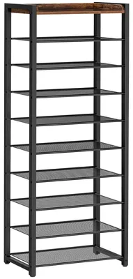 Schuhregal 10 Ebenen, schmal, für 18-25 Paar, dunkelbraun-schwarz