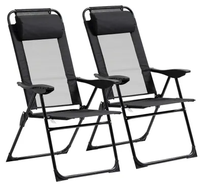 Produktbild von Outsunny 2er-Set Klappstuhl klappbarer Gartenstuhl mit verstellbarer Rückenlehne