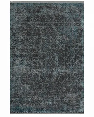 Productafbeelding van Noctara vloerkleed, 200 x 140 cm – Modern design vloerkleed in blauw, grijs en blauwgroen, gemaakt van wol met een zijdachtige textuur