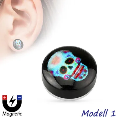 Produktbild von Fake Magnet Plug Piercing Ohrring Totenkopf Modell 1
