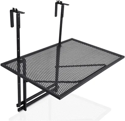 Produktbild von GOPLUS Klappbar Balkonhängetisch, Höhenverstellbarer Balkontisch, 60,5×48×61,5-82,5 cm, Hängetisch Eisen, zum Einhängen, für Balkon Geländer