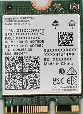 Immagine prodotto di Intel Killer Wi-Fi 7 BE1750, interno, wireless, M.2, WLAN/Bluetooth, Wi-Fi 7 (802.11be), 5800 Mbit/s