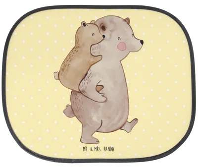 Produktbild von Mr. & Mrs. Panda Sonnenschutz Auto Papa Bär - Gelb Pastell - Geschenk, Autoscheibe, Autosonnenschutz, für Autoscheiben, Muttertag, Vatertag, Geburtstag, Vater