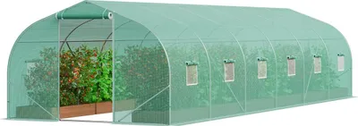 Produktbild von Walk-in Tunnel Greenhouse 29.53x9.84x6.6ft Galvanized Frame PE Cover Green