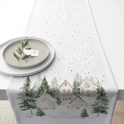 Obrázok produktu pre Ambiente – Obrus s motívom zasnežených domčekov