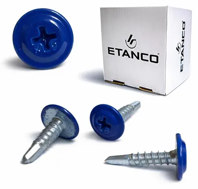 Zdjęcie produktu dla Wkręty samowiercące ETANCO GM-B do dachów stalowych, kolor RAL 5010 (niebieski goryczkowy), 4,2 x 13 mm, 250 szt.