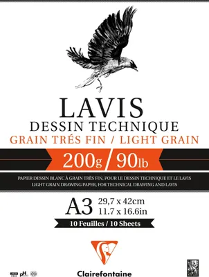 Produktbild von Clairefontaine 5x Zeichenpapier 200g, Block 1-seitig geleimt, 10 Bl A3 96342C