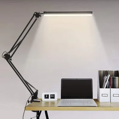 Produktbild von AIORBER LED Schreibtischlampe Dimmbar, 80 LEDs, 3 Lichtmodi, 10 Helligkeiten, 10W, USB, Aluminium, Augenschutz, Klemme
