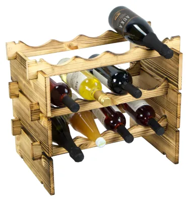 Produktbild von Weinregal Theo aus geflammter Kiefer, 45x50x32 cm (HxBXT), erweiterbar, für 4 Flaschen pro Reihe