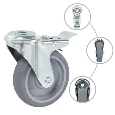 Immagine prodotto di vidaXL Ruote girevoli con foro per bulloni e doppio freno 4 pz. 100 mm