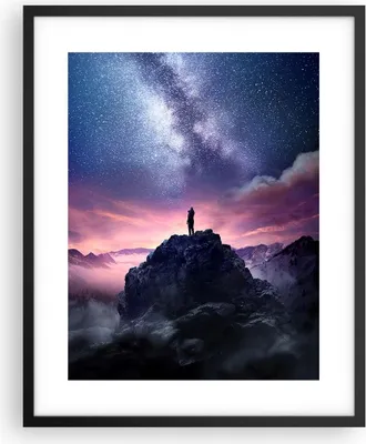 Produktbild von Gerahmtes Poster - Schwarzer Rahmen - Gipfel Wolken Nacht - 40x50 cm - Wand Bild - Wanddeko - Wandbilder - Kunstposter - Wandposter - Bilderrahmen - Bilder - Kunstdruck - P2BPA40x50-5160