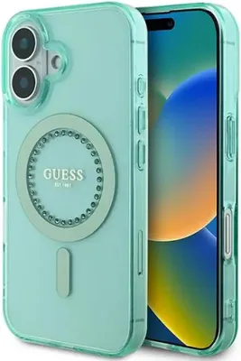 Immagine prodotto di Guess Guhmp16Spftdten Custodia rigida per Iphone 16 6.1 Zielony/Verde Iml Strass Magsafe