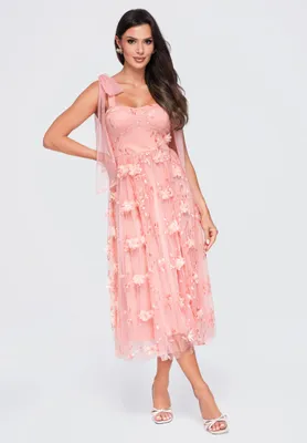 Produktbild von LARICA Kleid Midi Gorset Floral Stil LA-OM-DLR427 pink M