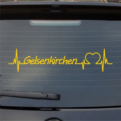 Produktbild von Heckscheibenaufkleber Gelsenkirchen Herzschlag Puls Stadt Liebe 55x12 cm Gelb Auto Aufkleber Sticker