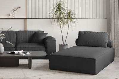 Produktbild von Chaiselongue Sezlong Liege CELES PREMIUM in Stoff Scala Schwarz