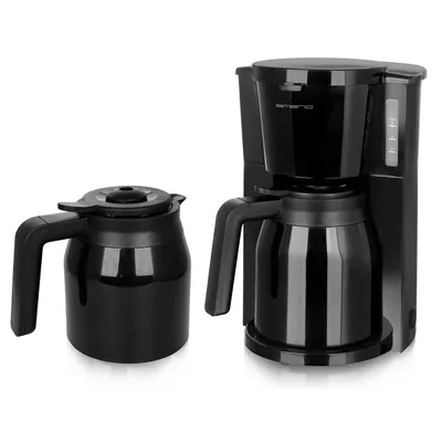 Productafbeelding van Emerio Koffiezetapparaat met Dubbele Thermoskan – 1 L Filterkoffie – 8 Kopjes – Anti-drup – Ook Geschikt voor Camping – Zwart – CME-125050