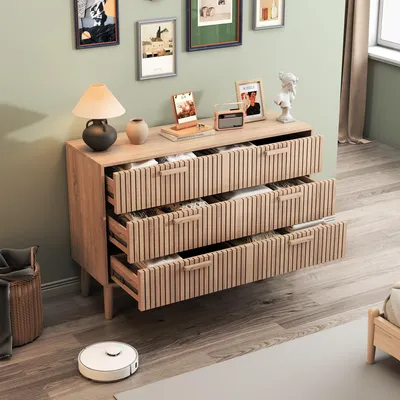 Immagine prodotto di Cassettiera ProximaX in legno naturale con 6 cassetti: design moderno e verticale, grande capacità di contenimento e stile minimalista.