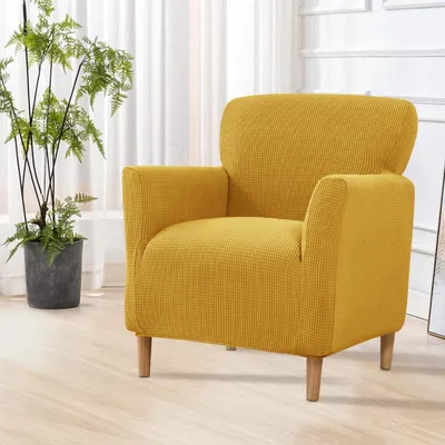 Produktbild von Sesselüberwurf Stretch Jacquard Zitronengelb 50-80cm