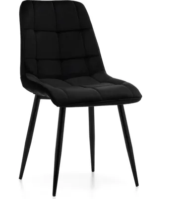 Produktbild von NEW HOME Stuhl CHIC gespolsterter Esszimmerstuhl mit Steppung - schwarz - moderne Samt Velours Möbel