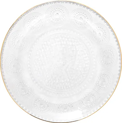 Zdjęcie produktu dla HOMLA Talerzyk BARREL szklany wzorzysty ze złotym rantem 15 cm